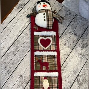 Like new.  Holiday Card Holder Wall Hanging - Snowman design